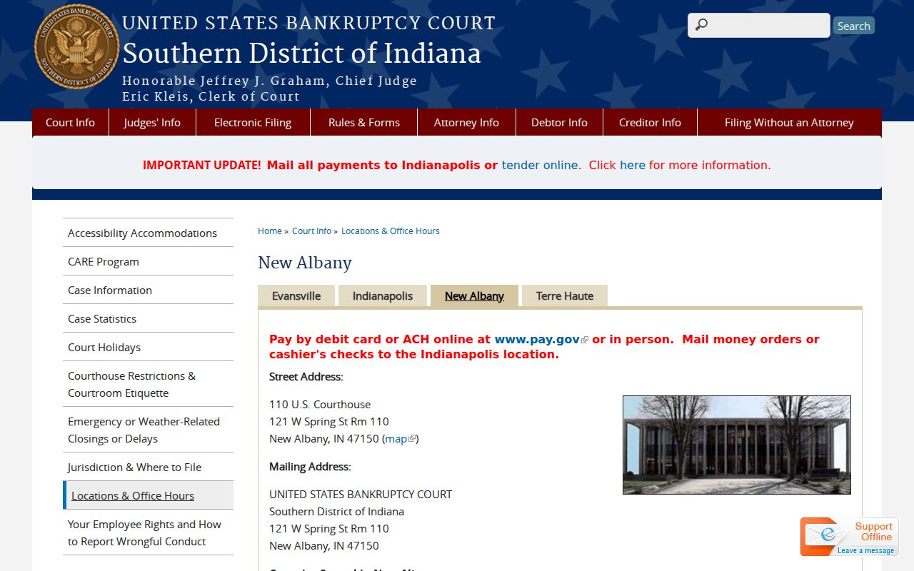 Brownstown docket search New Albany bankruptcy division