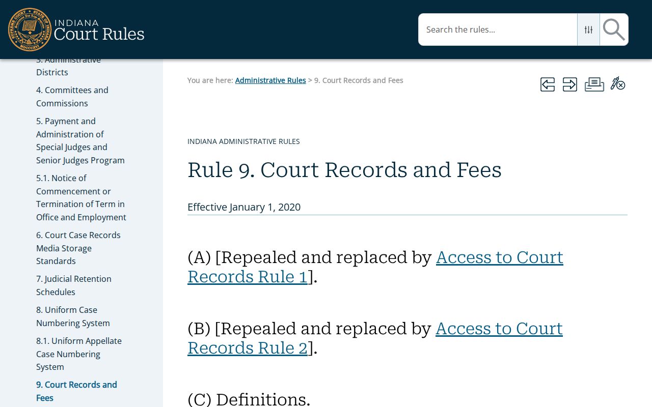 Jackson County court dates under Indiana Administrative Rule 9