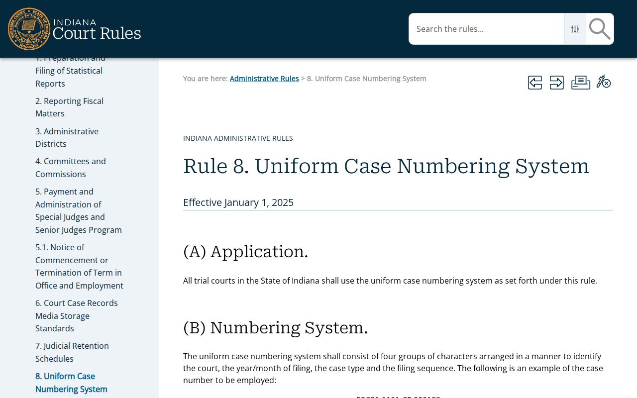 Jackson County court date case-number codes under Rule 8