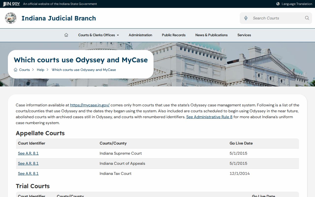 Jackson County civil docket Odyssey courts information