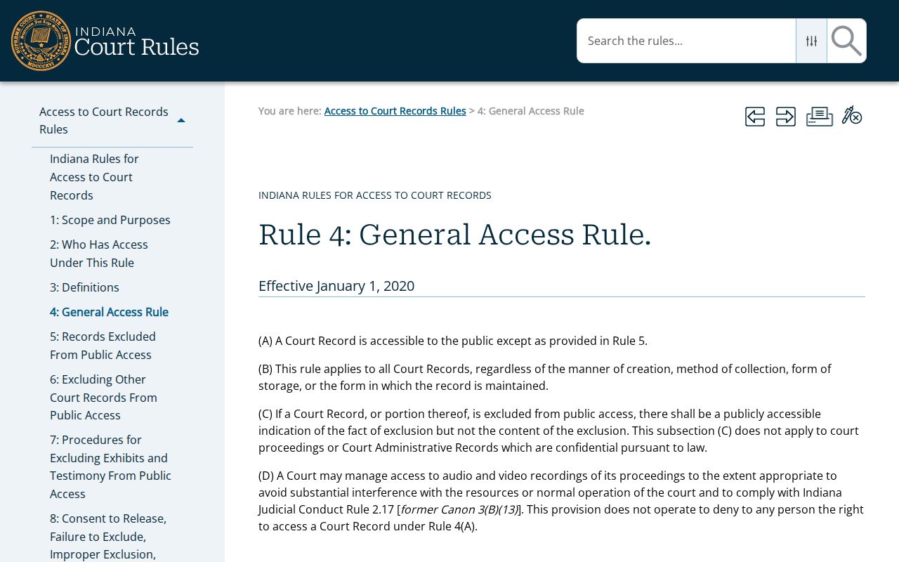 Crothersville court docket Indiana Access Rule 4