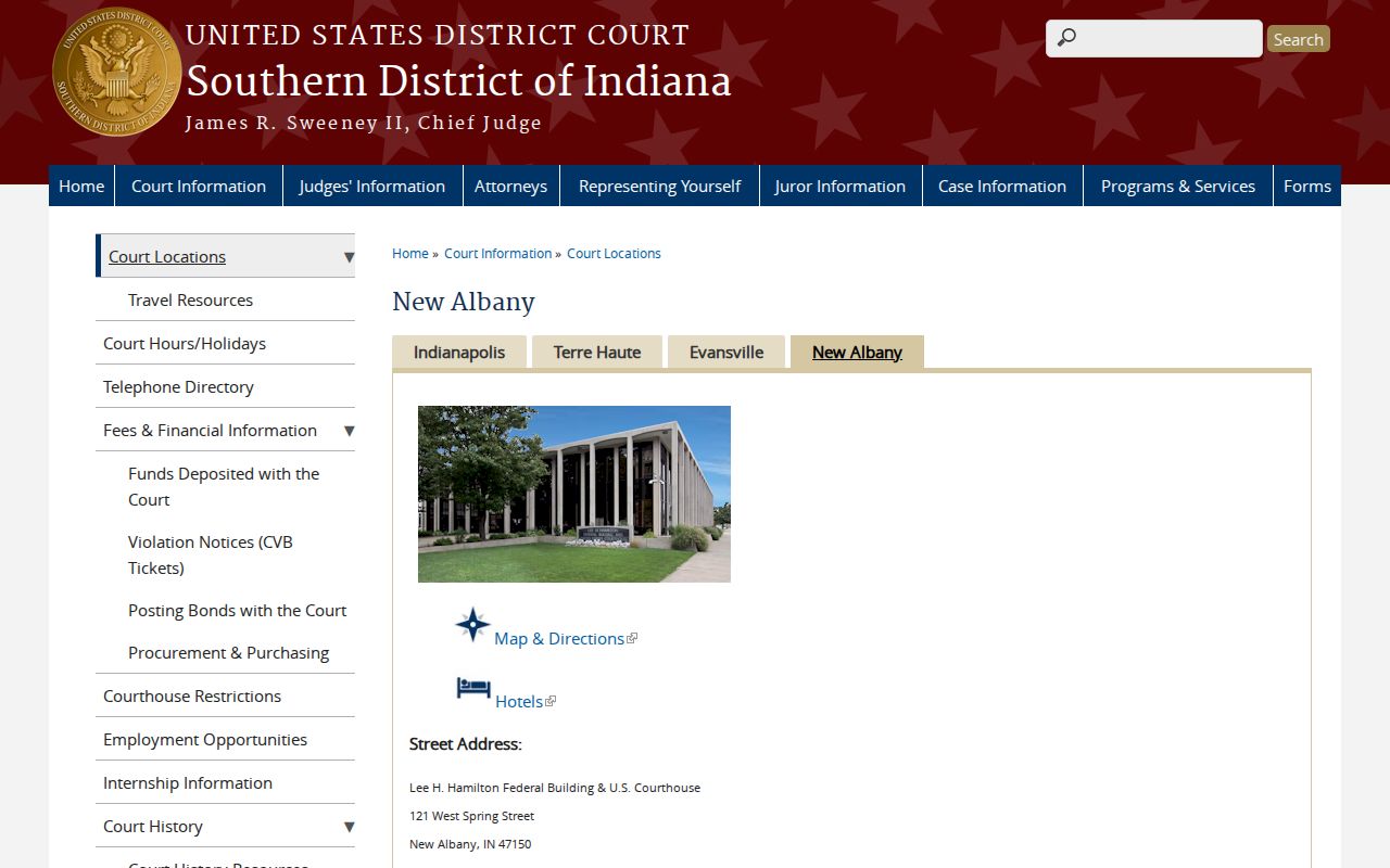 Seymour court docket federal New Albany division route