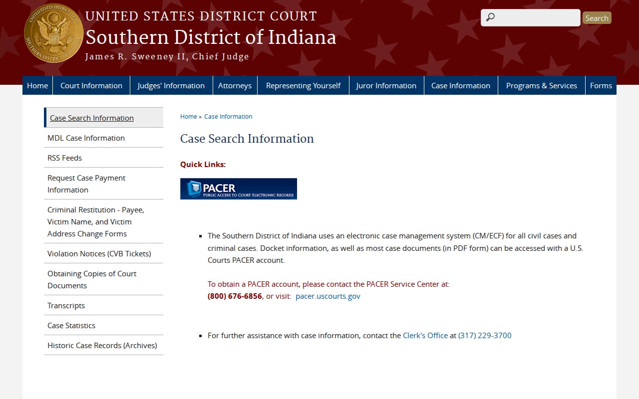 Seymour docket search federal case information