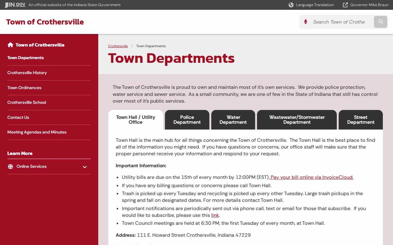 Jackson County traffic tickets Crothersville town departments source